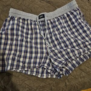 GAP Womens Blue Plaid Sleep/lounge Shorts